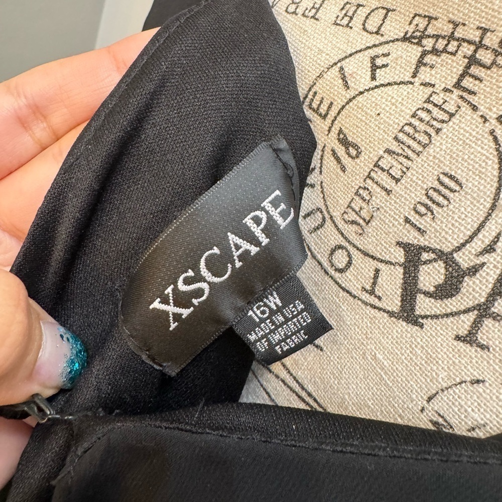 Xscape Black Drape Top Beaded Plus Size Evening Dress 16W - Picture 7 of 8